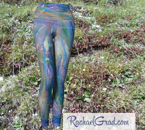 Maia Yoga Leggings by Artist Rachael Grad grass background front view