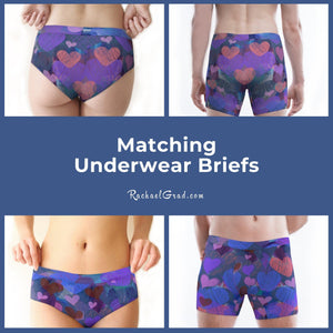 Matching Underwear Briefs with Hearts for Valentines Gift by Artist Rachael Grad