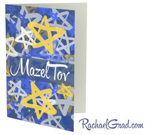 Mazel Tov stationery card by Artist Rachael Grad front view