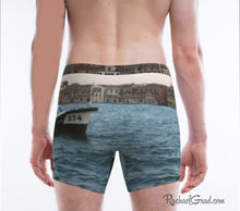 Load image into Gallery viewer, Men&#39;s Boxer Briefs Underwear Dogs Swimming Venice Italy by Rachael Grad back view on model