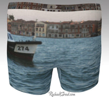Load image into Gallery viewer, Men&#39;s Boxer Briefs Underwear Dogs Swimming Venice Italy by Rachael Grad back view Giudecca Island canal water