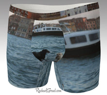 Load image into Gallery viewer, Men&#39;s Boxer Briefs Underwear Dogs Swimming Venice Italy by Rachael Grad front view Giudecca Island canal water