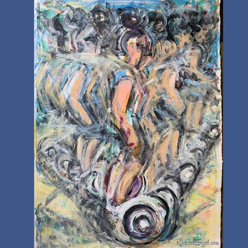 Original painting of girl riding a segway in Miami, Florida by Canadian artist Rachael Grad