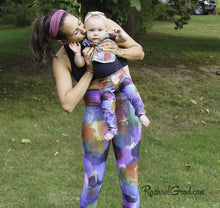 Load image into Gallery viewer, Mommy and Me Leggings by Toronto Artist Rachael Grad with Jess and Baby Rachel mom kissing baby