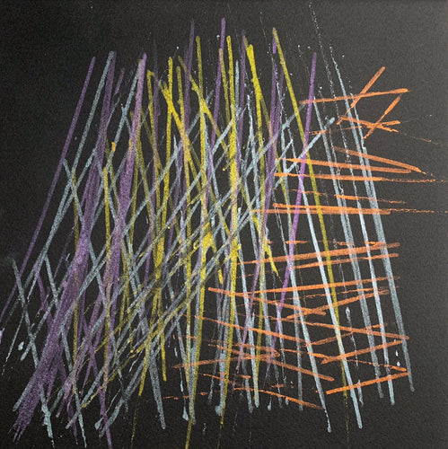 Abstract painting in metallic and black by Toronto Artist Rachael Grad