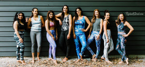 Pilates leggings by Toronto Artist Rachael Grad on group of women