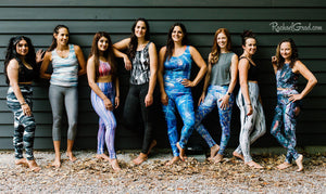 athletic tops and leggings by Canadian Artist Rachael Grad on group of pilates instructors