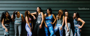 Pilates leggings by Toronto Artist Rachael Grad on group of women side view
