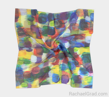 Load image into Gallery viewer, men&#39;s pocket square in purple and yellow by artist Rachael Grad