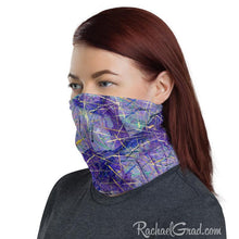 Load image into Gallery viewer, Purple Face Mask by Artist Rachael Grad on woman