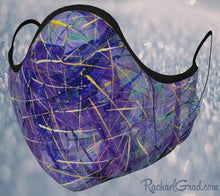 Load image into Gallery viewer, Purple Face Mask with Abstract Art by Artist Rachael Grad front view