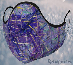 Purple Face Mask with Abstract Art by Artist Rachael Grad front view