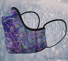 Load image into Gallery viewer, Purple Face Mask with Abstract Art by Canadian Artist Rachael Grad side view 