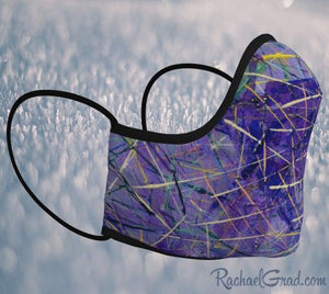 Purple Face Mask with Abstract Art by Artist Rachael Grad side view