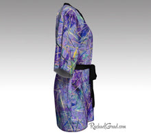 Load image into Gallery viewer, Purple Art Robes for Women, Holiday Gift for Her, Purple Kimono Bathrobe, by Artist Rachael Grad side view