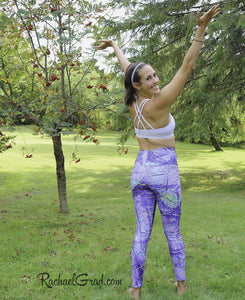 Jen-Jen Purple Yoga Leggings-Clothing-Canadian Artist Rachael Grad