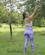 Load image into Gallery viewer, Mommy and Me Purple Leggings by Artist Rachael Grad, Jess Pilates back view