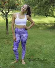 Load image into Gallery viewer, Purple Leggings | Yoga Leggings Women by Artist Rachael Grad, Jess Pilates front view