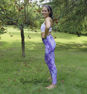 Mommy and Me Purple Leggings by Artist Rachael Grad, Jess Pilates side view