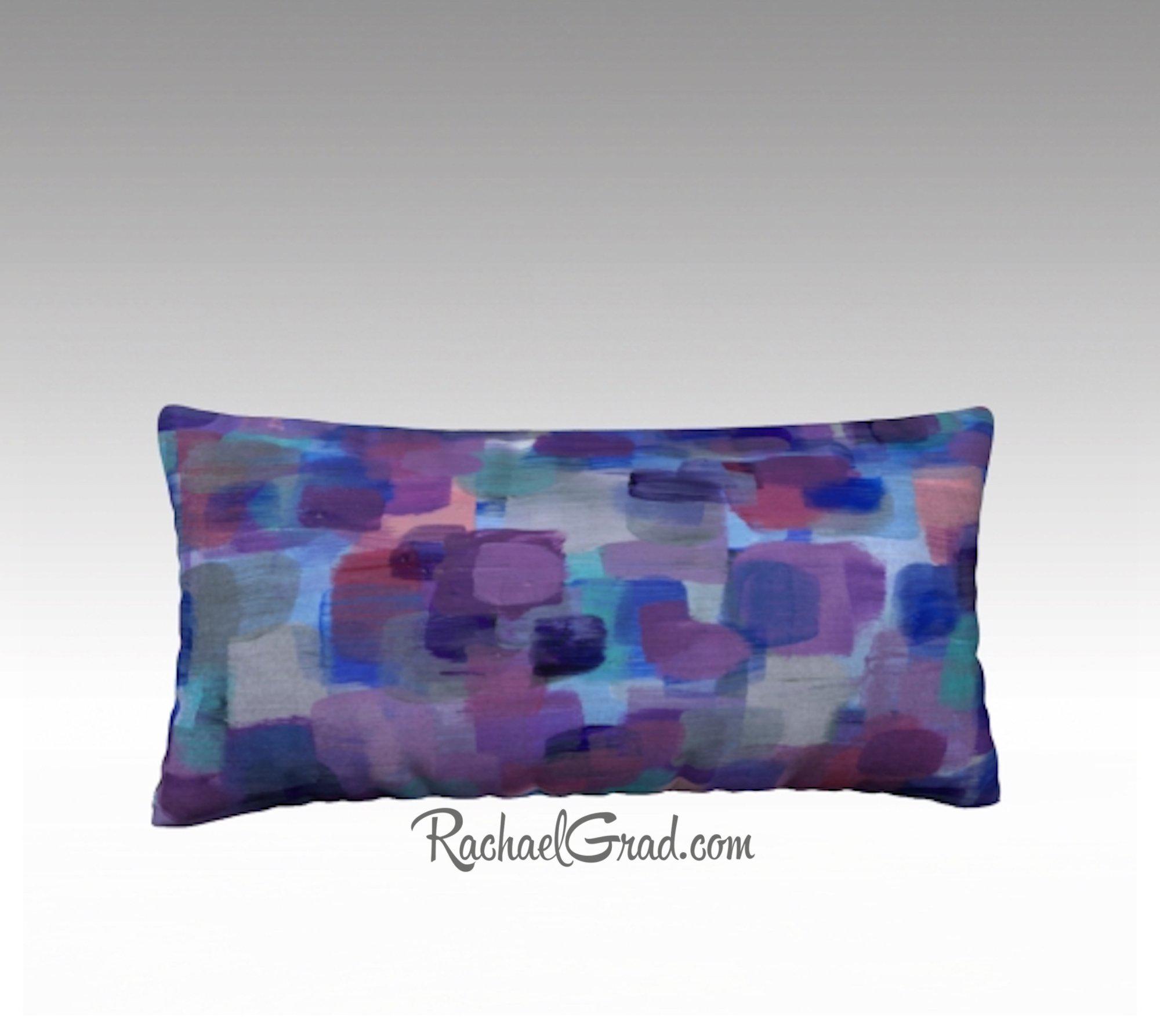 Purple Blue Brushstrokes Art Pillow 24 x 11 Pillowcase by Rachael Grad