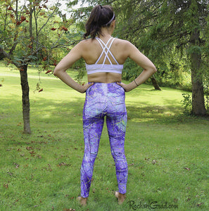 Purple Leggings Art Design by Artist Rachael Grad on Jess, back view