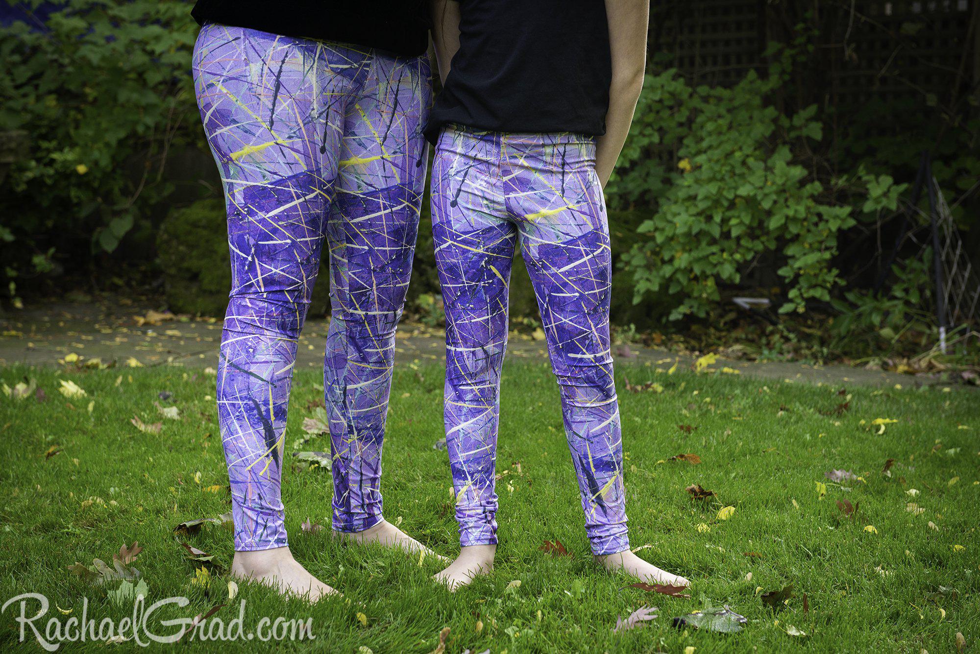 Mommy and Me Matching Purple Leggings, Mom and Daughter Art Outfit