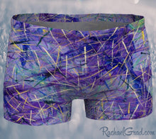 Load image into Gallery viewer, Purple Shorts for Women with Artwork by Toronto Artist Rachael Grad front view