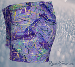 Purple Shorts Women with Artwork by Toronto Artist Rachael Grad side view
