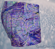 Load image into Gallery viewer, Purple Shorts for Women with Artwork by Toronto Artist Rachael Grad side view