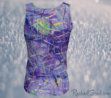 Load image into Gallery viewer, Fitted Tank Top in Purple, Long Style by Toronto Artist Rachael Grad back