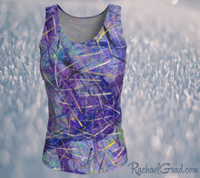Load image into Gallery viewer, Fitted Tank Top in Purple, Long Style by Toronto Artist Rachael Grad front