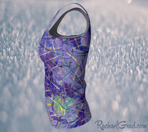 Fitted Tank Top in Purple, Long Style by Toronto Artist Rachael Grad side view