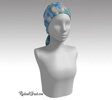 Load image into Gallery viewer, Purple Yellow Wild Flowers Abstract Art Scarf by Toronto Artist Rachael Grad on mannequin head