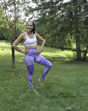Load image into Gallery viewer, Purple Yoga Leggings on Jess by Artist Rachael Grad angled leg