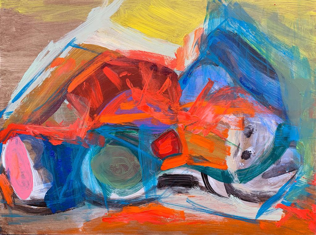 Tired Toy Elephant Abstract Painting by Toronto Artist Rachael Grad