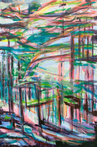 Pines at Sunset Abstracted Painting by Toronto Artist Rachael Grad