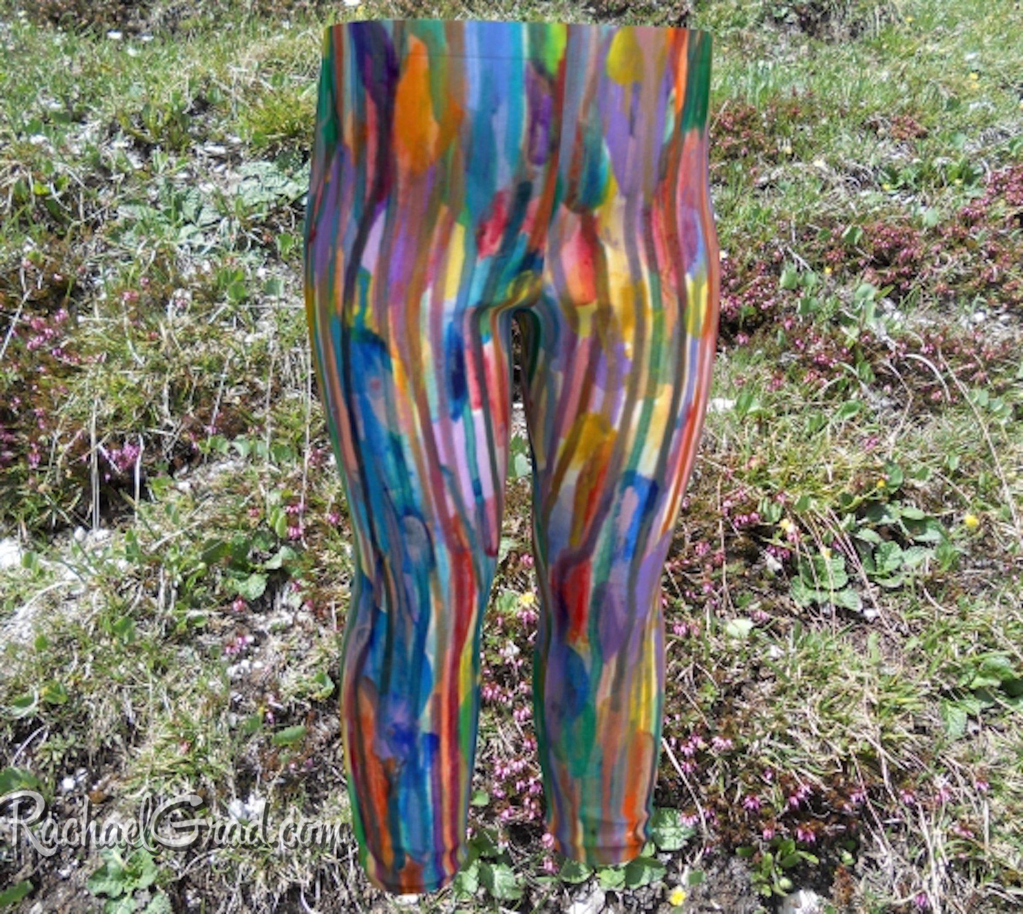 Women's Leggings Rainbow Striped Art by Toronto Artist Rachael Grad