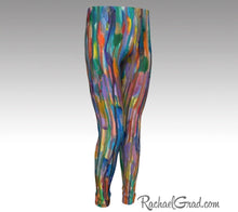 Load image into Gallery viewer, Kids Leggings with Rainbow Stripes Art by Toronto Artist Rachael Grad front