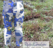 Load image into Gallery viewer, Star Leggings for Babies, Hanukkah Gift for Baby, Blue White Stars Tights, Chanukah Gifts Pants, Star Leggings for Toddlers Clothes Chanukah by Toronto Artist Rachael Grad back