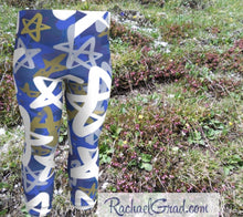 Load image into Gallery viewer, Star Leggings for Babies, Hanukkah Gift for Baby, Blue White Stars Tights, Chanukah Gifts Pants, Star Leggings for Toddlers Clothes Chanukah by Artist Rachael Grad front