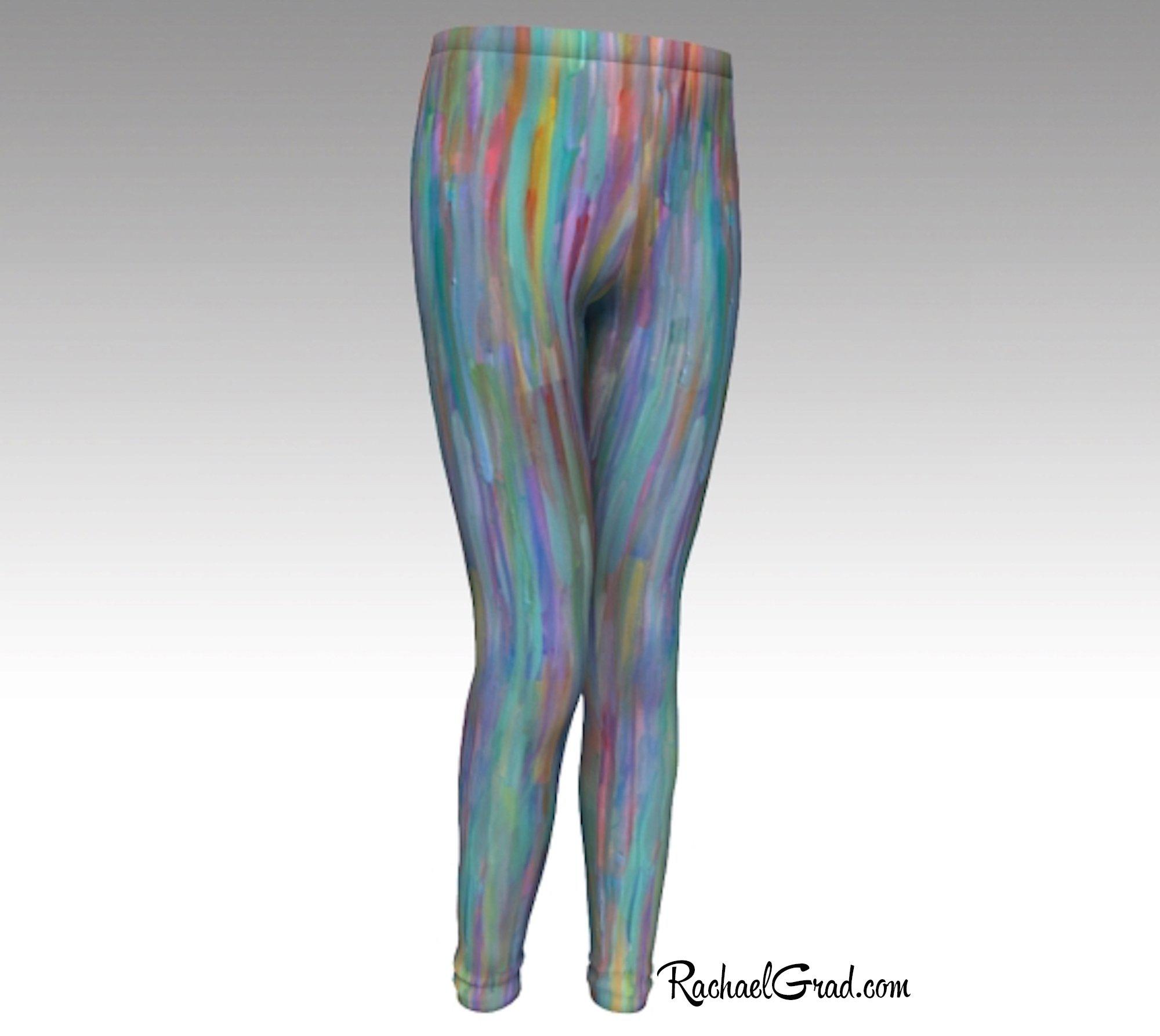 Women's Yoga Leggings with Rainbow Stripes Art by Artist Rachael Grad