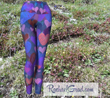 Load image into Gallery viewer, Women&#39;s Yoga Leggings with Valentines Hearts by Artist Rachael Grad