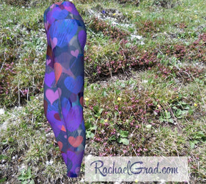 Hearts Yoga Leggings for Women, Valentines Gift for Her by Artist Rachael Grad side view