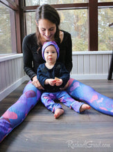 Load image into Gallery viewer, Valentines hearts leggings on Mom and Baby by Artist Rachael Grad 