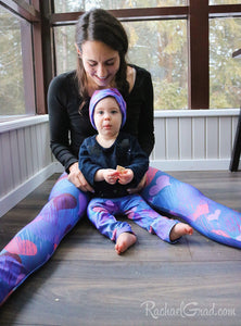 Valentines hearts leggings on Mom and Baby by Artist Rachael Grad 