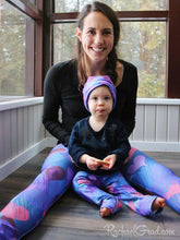 Load image into Gallery viewer, Valentines hearts baby leggings on Mom and Baby by Artist Rachael Grad 