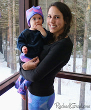 Load image into Gallery viewer, Valentines hearts leggings on Mom and Baby by Artist Rachael Grad with baby beanie hat