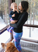 Load image into Gallery viewer, Heats Baby Leggings with mom and baby and dog by Artist Rachael Grad