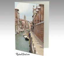 Load image into Gallery viewer, Venice, Italy, Canal Water and Boats Note Card Stationery by Rachael Grad, front side