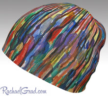 Load image into Gallery viewer, Winter Hat Beanie with Colorful Stripes Toque Women, Kids Beanie Hat Multicolor Art Hats Beanie Women Colorful Hats for Her, Winter Gifts by Toronto Artist Rachael Grad